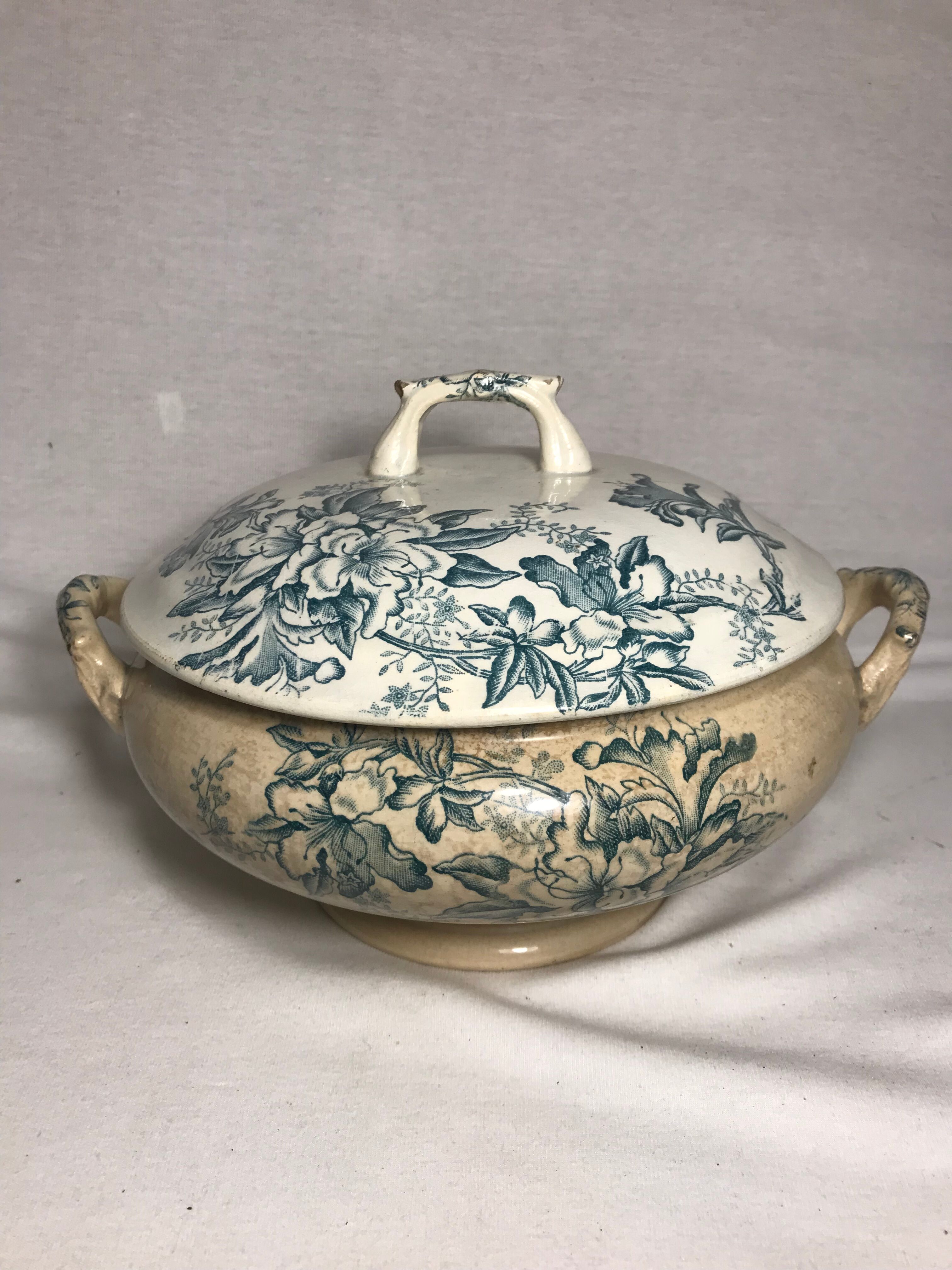 Vintage Ceramic Bowl with Flora Impression